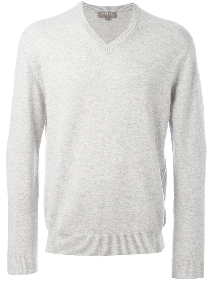 N.peal - 'the Burlington' V Neck Jumper - Men - Cashmere - M, Grey, Cashmere