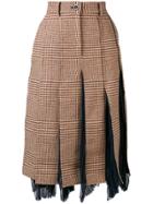Sacai Checked Pleated Skirt - Brown