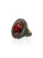 Sevan Bicakci Ruby And Diamond Ring With Butterfly Intaglio - Red
