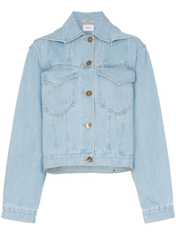 Nanushka Mojave Cropped Hooded Denim Jacket - Blue