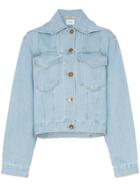 Nanushka Mojave Cropped Hooded Denim Jacket - Blue