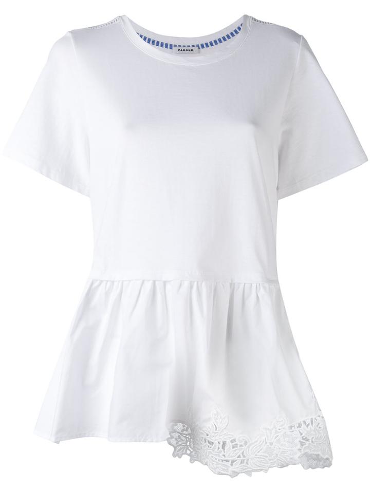 P.a.r.o.s.h. - Poplin-panelled T-shirt - Women - Cotton - M, White, Cotton