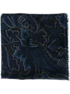 Etro Printed Scarf, Men's, Blue, Silk/wool