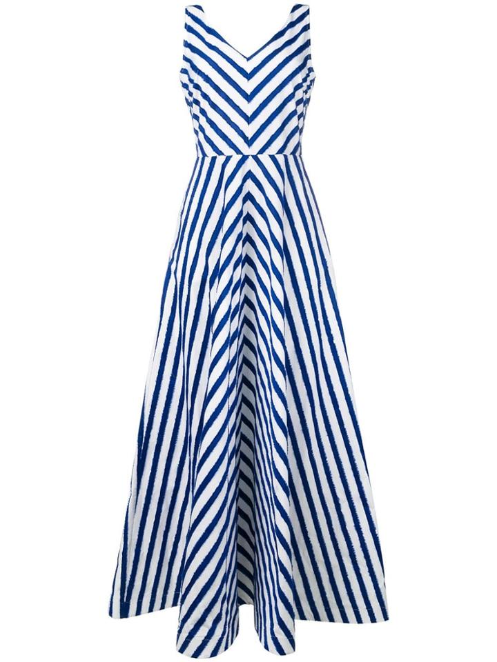 Sara Roka Striped Fil Coupé Dress - Blue
