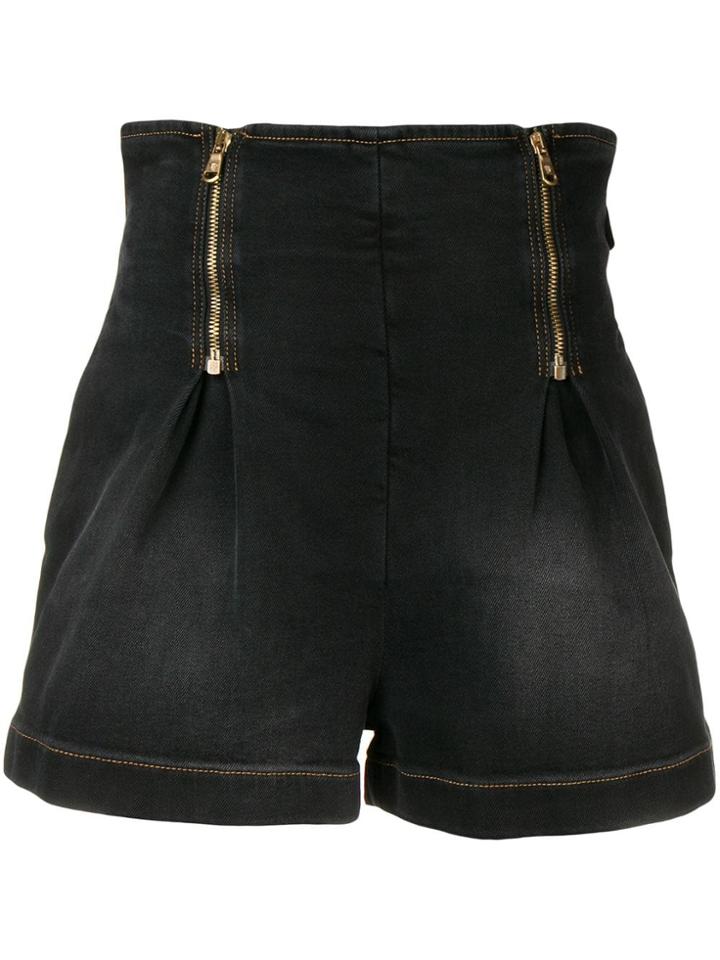 Versace Zip-detail Denim Shorts - Black