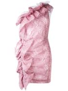 Msgm Lace One Shoulder Dress - Pink & Purple