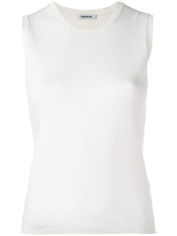 P.a.r.o.s.h. Sibi Knitted Tank, Women's, Size: Medium, White, Silk/spandex/elastane