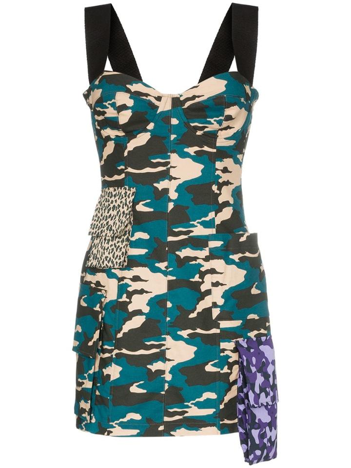 Natasha Zinko Camo Print Bustier Mini Dress - Blue