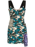 Natasha Zinko Camo Print Bustier Mini Dress - Blue