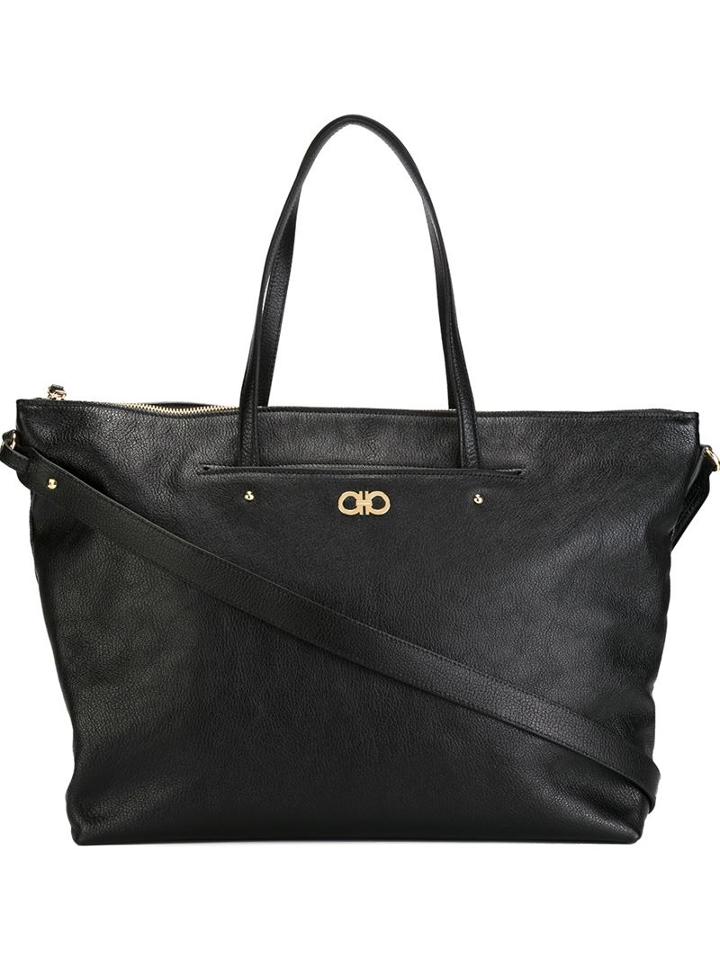 Salvatore Ferragamo Medium 'origami' Tote, Women's, Black