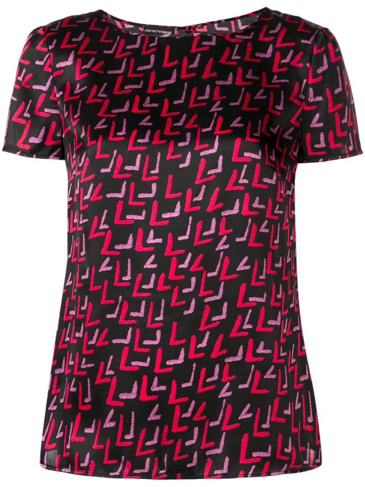 Emporio Armani Geometric Pattern Top - Black