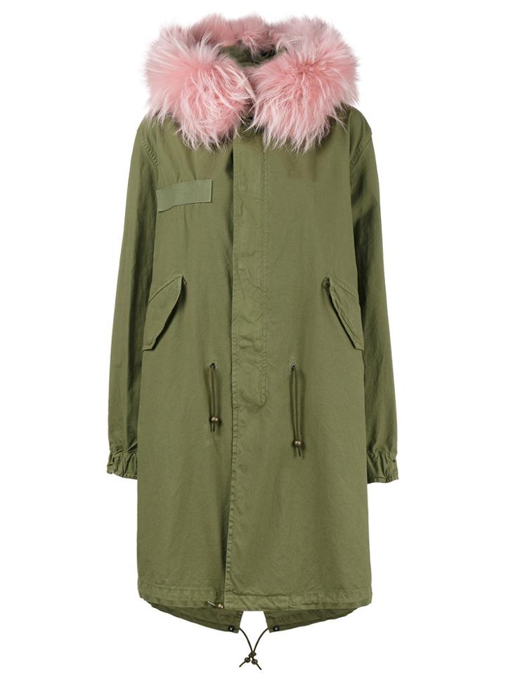 Mr & Mrs Italy Green Pink Fur Trimmed Parka