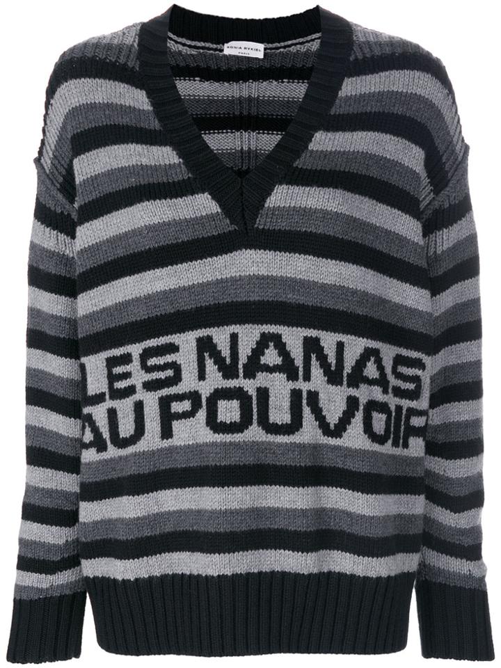 Sonia Rykiel Long Sleeved V-neck Jumper - Black
