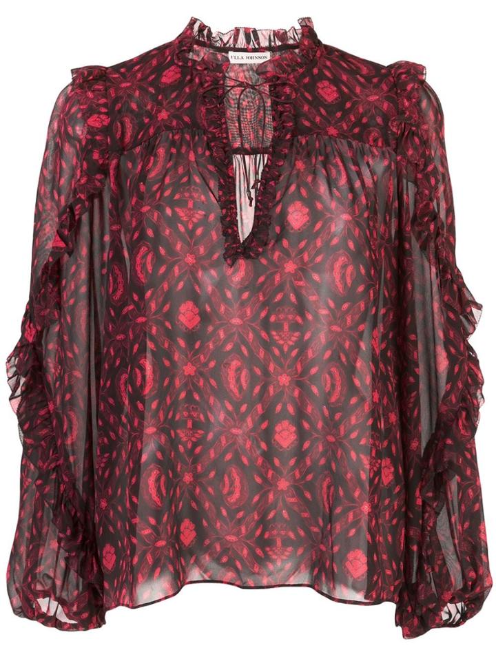 Ulla Johnson Printed Silk Blouse - Pink