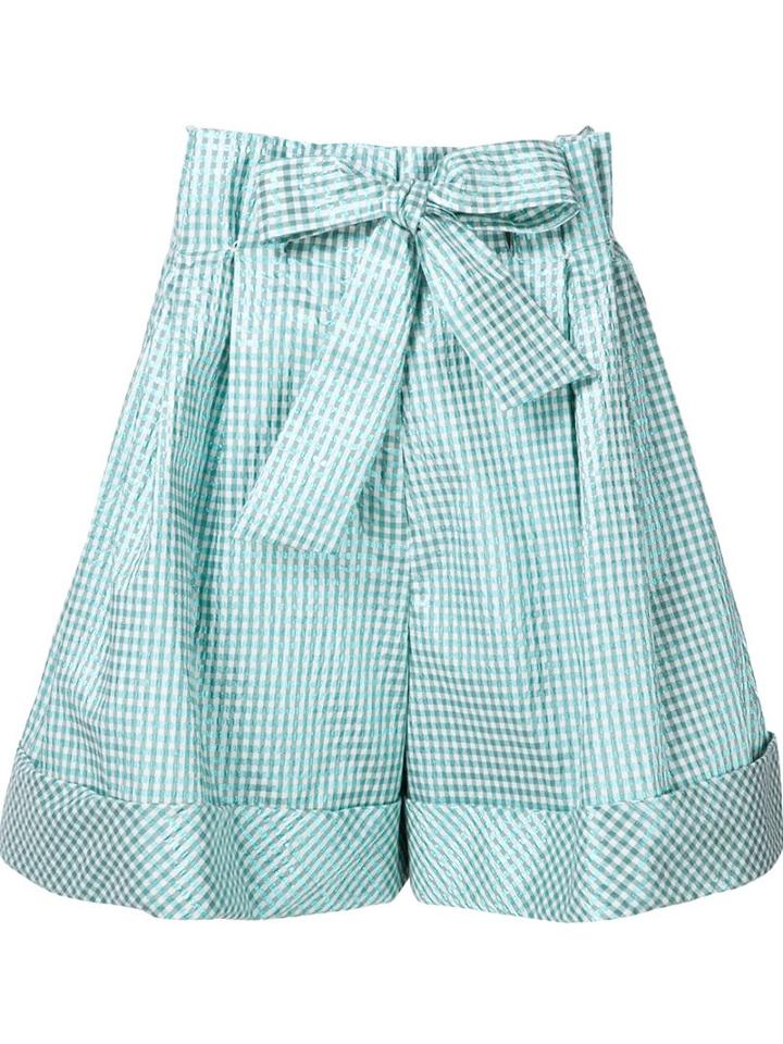 Delpozo Metallic Check Pattern Bow Shorts