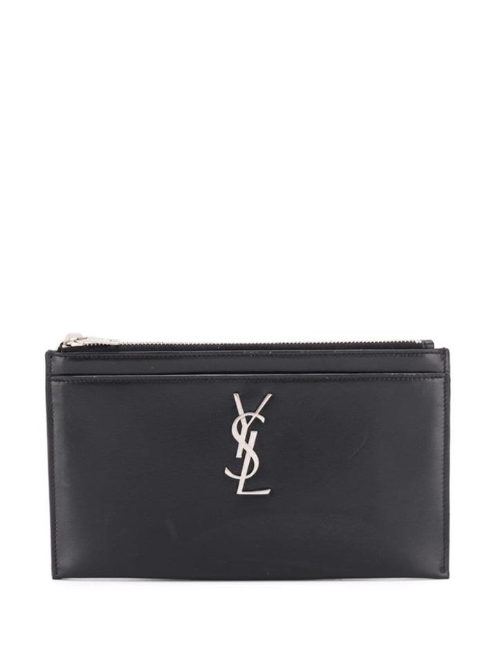 Saint Laurent Zipped Monogram Pouch - Black