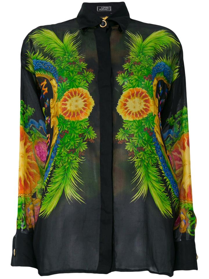 Versace Vintage Miami Florida Printed Shirt - Black
