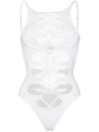 Agent Provocateur Hatty Mesh Lace Up Swimsuit - White