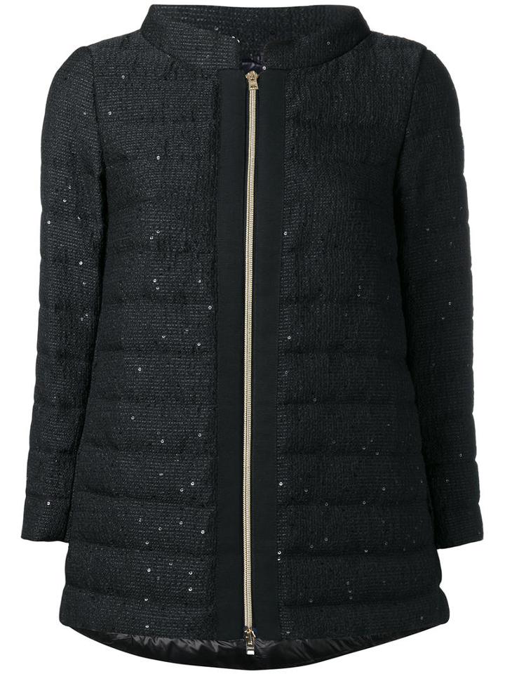 Herno Zipped Padded Jacket, Women's, Size: 48, Black, Viscose/polyester/acrylic/feather