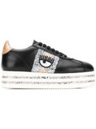 Chiara Ferragni Glitter-embellished Platform Sneakers - Black