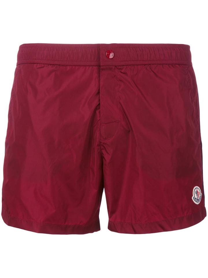 Moncler - Logo Plaque Swimming Trunks - Men - Polyester/polyimide - Xl, Red, Polyester/polyimide
