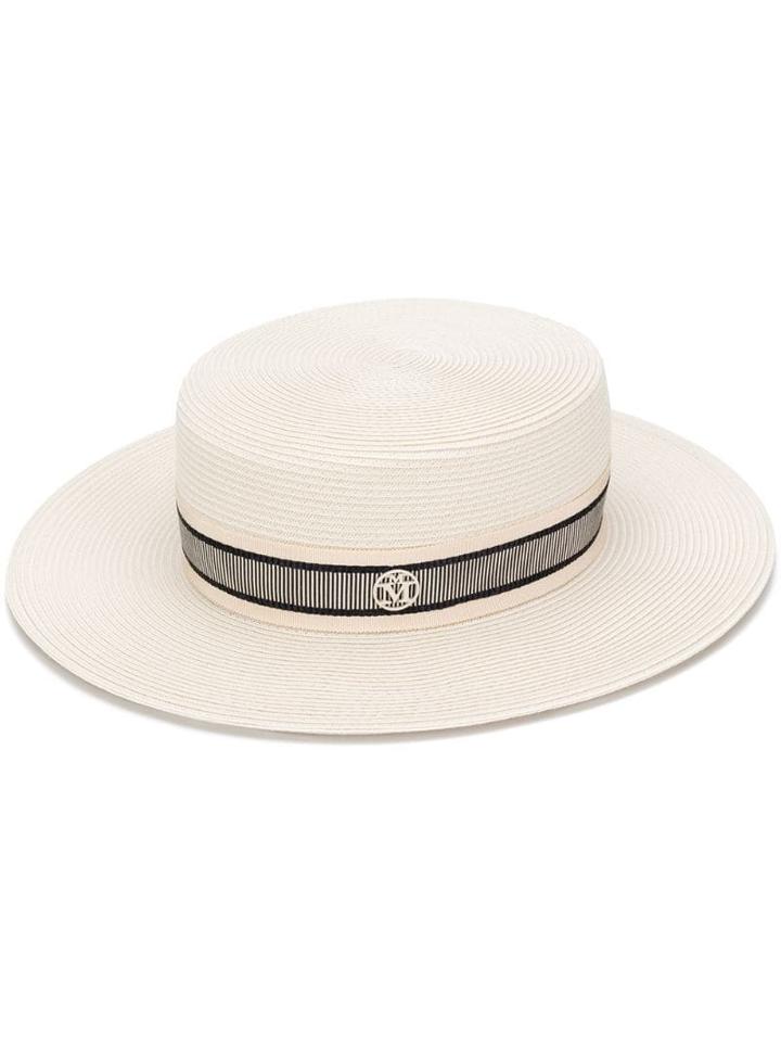 Maison Michel Kiki Straw Canotier - Neutrals