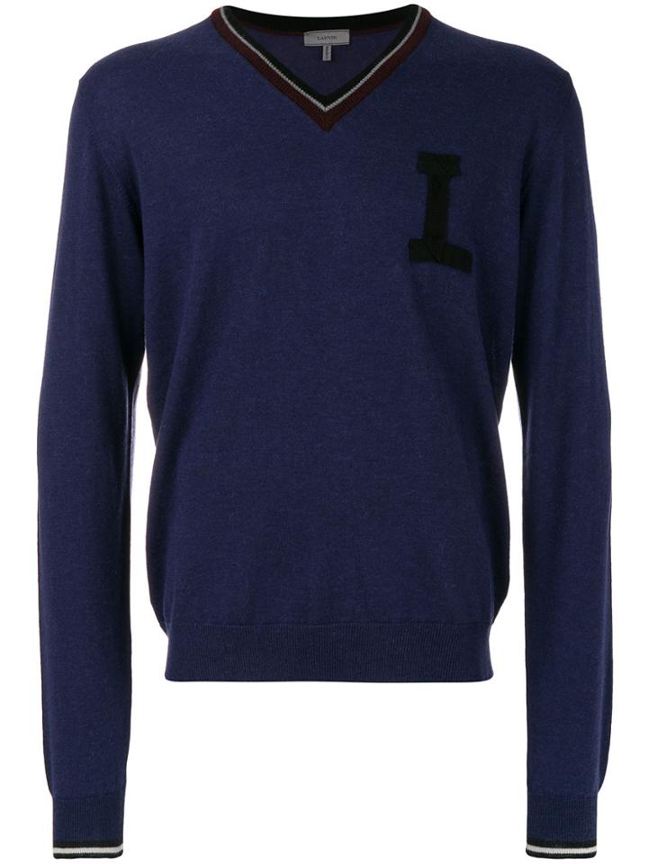 Lanvin V-neck Sweater - Pink & Purple