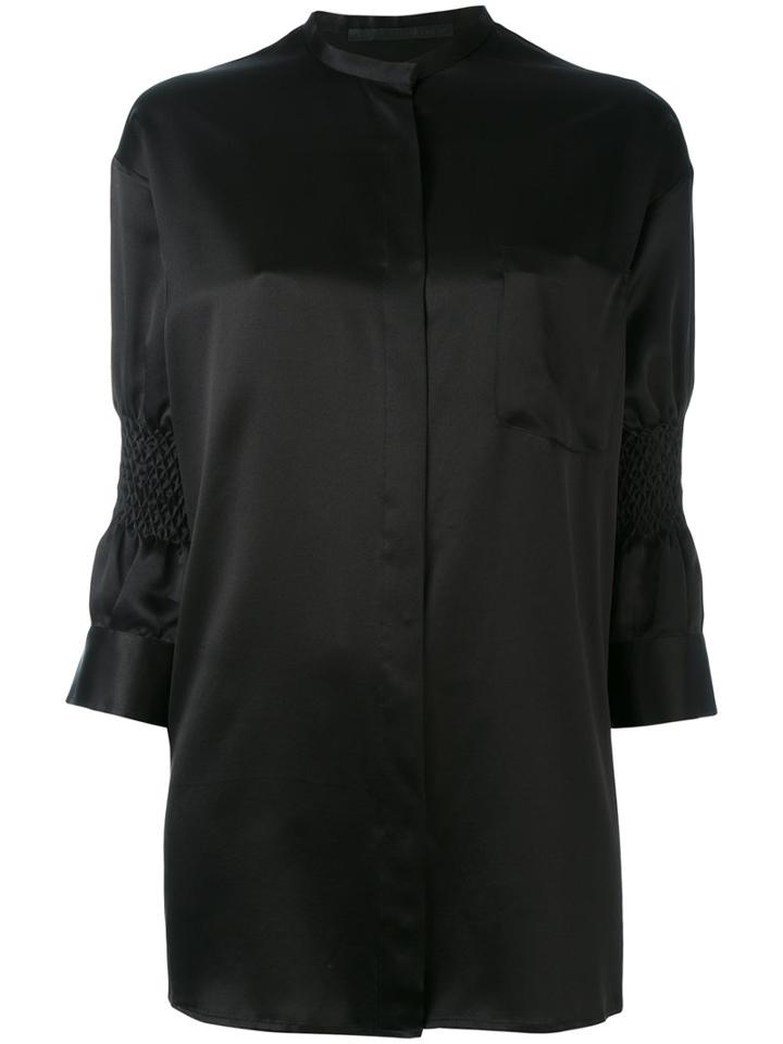 Haider Ackermann - Gathered Three-quarters Sleeve Shirt - Women - Silk - 40, Black, Silk