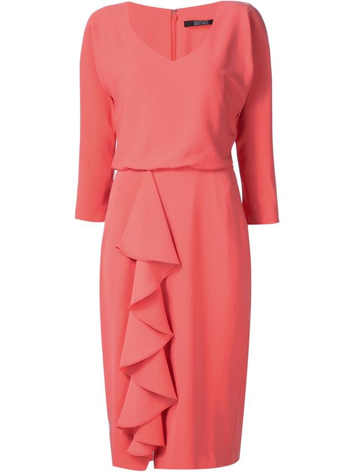 Badgley Mischka Ruffle V-neck Dress