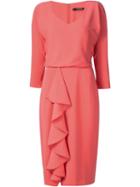 Badgley Mischka Ruffle V-neck Dress