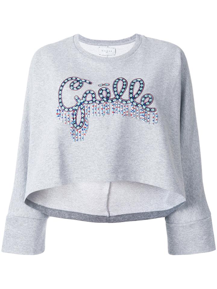 Gaelle Bonheur Beaded Logo Sweatshirt - Grey