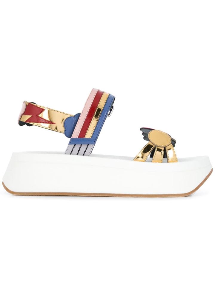 Marni Multicoloured Platform Sandals - Gold