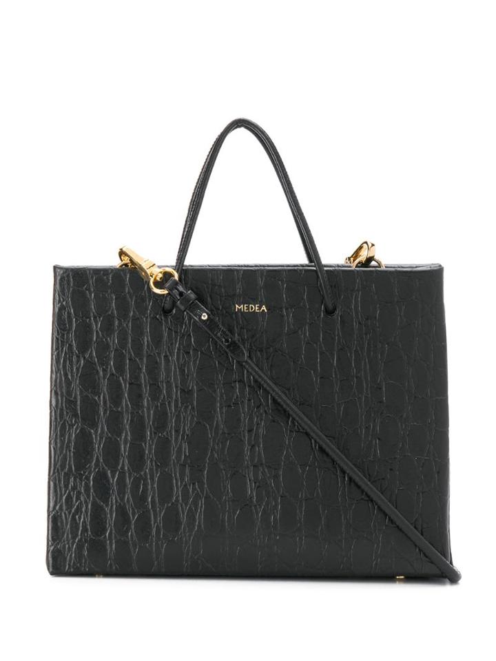 Medea Croc-effect Shopping Bag Tote - Black