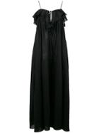 Three Graces Maxi Dress With Front Ruffle - Black
