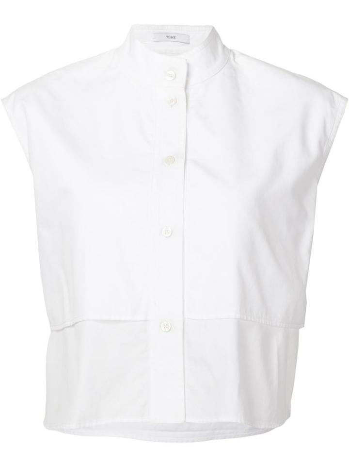 Tome Sleeveless Cropped Shirt, Women's, Size: 2, White, Cotton