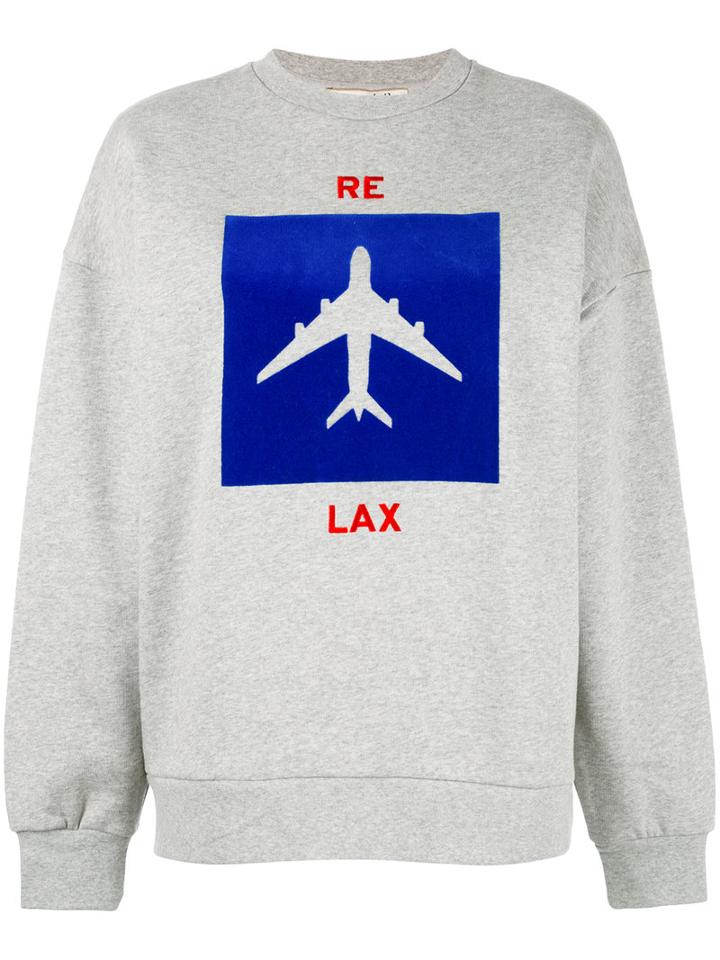 Être Cécile Aeroplane Print Sweatshirt, Women's, Size: Medium, Grey, Cotton