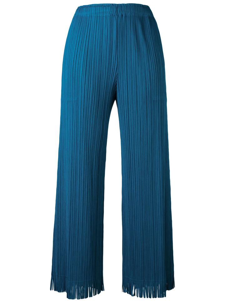 Pleated Cropped Trousers - Women - Polyester - 5, Blue, Polyester, Pleats Please By Issey Miyake