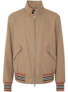 Burberry Icon Stripe Detail Cotton Gabardine Harrington Jacket -
