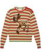 Gucci Wool Lurex Striped Sweater With Fawn - Green