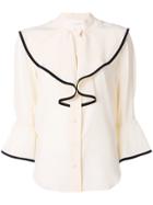 Chloé Frill Embroidered Blouse - Nude & Neutrals