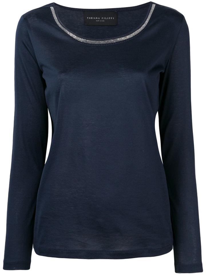 Fabiana Filippi Contrasting Collar Sweatshirt - Blue