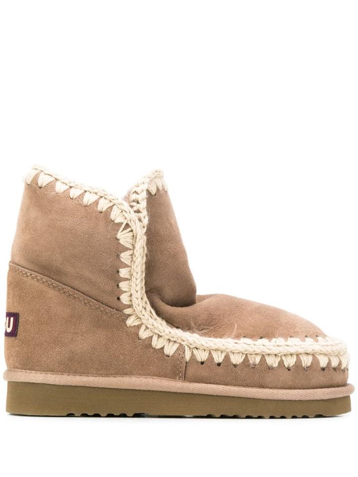 Mou Stitch Trim Eskimo Boots - Neutrals