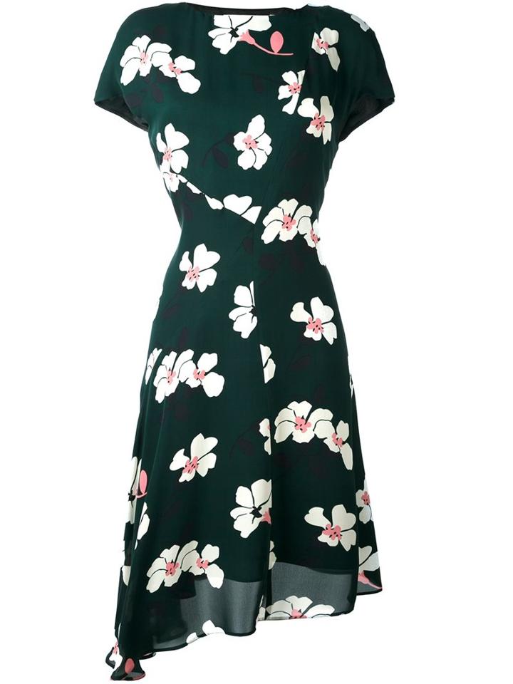 Marni Floral Asymmetric Dress, Women's, Size: 42, Green, Silk