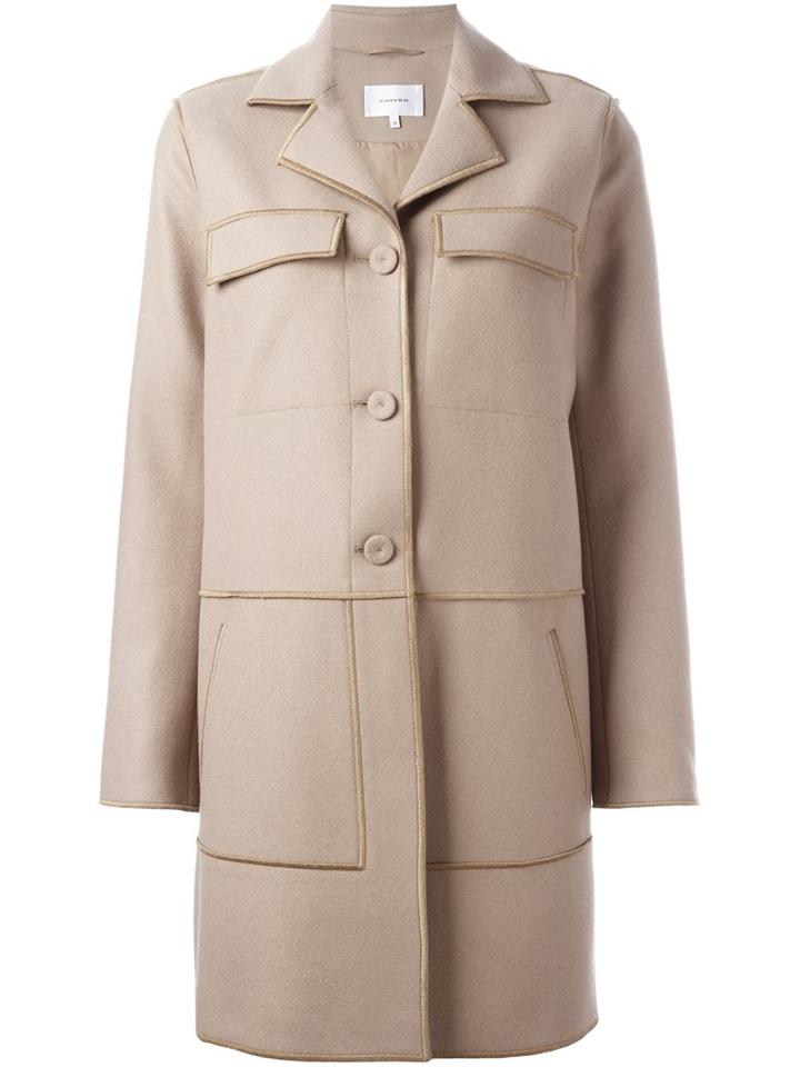 Carven Single Breasted Coat, Women's, Size: 40, Brown, Polyamide/acetate/viscose/virgin Wool