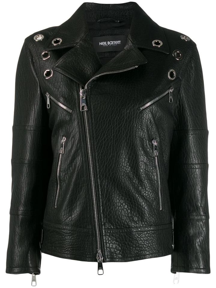 Neil Barrett Eyelet Embellished Biker Jacket - Black