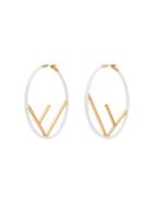 Fendi Gold F Is Fendi Hoop Earrings - White