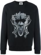 Les Hommes Urban Futuristic Portrait Print Sweatshirt, Men's, Size: Medium, Black, Cotton