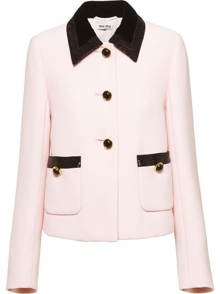 Miu Miu Cady Sequin Trim Jacket - Pink