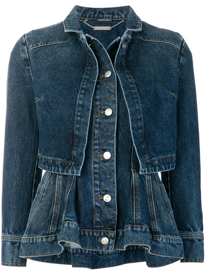 Alexander Mcqueen Denim Peplum Jacket - Blue