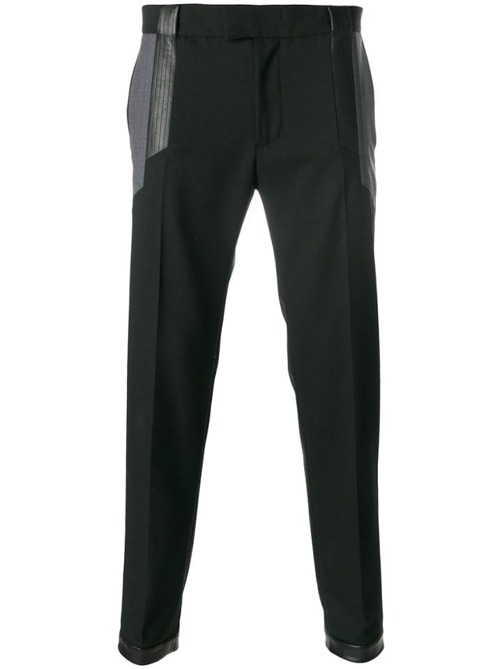 Les Hommes Contrast Cuts Casual Trousers - Black